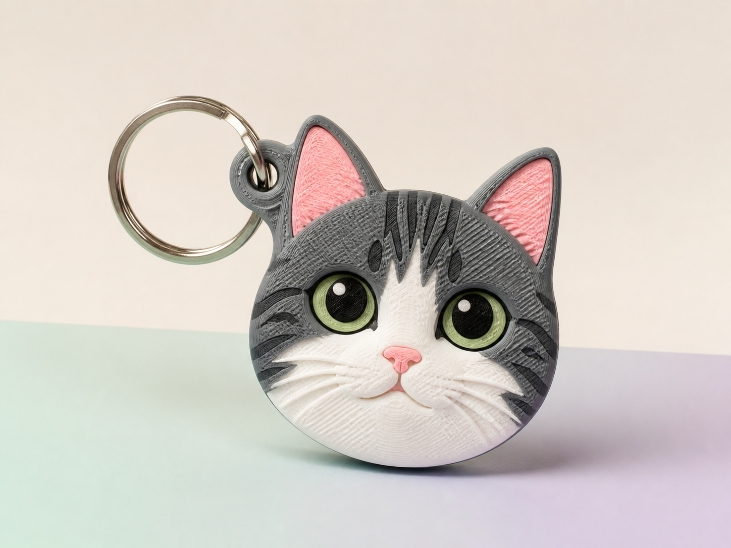 Finished 3D-printed example for the Photo keychain template