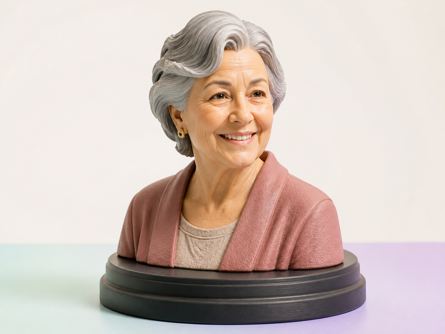 Finished 3D-printed example for the Portrait bust with base template